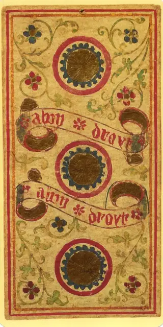 Three of Coins, The Visconti-Sforza Tarot