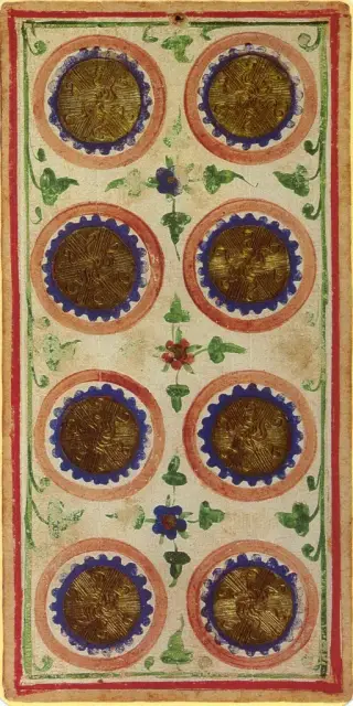 Eight of Coins, The Visconti-Sforza Tarot