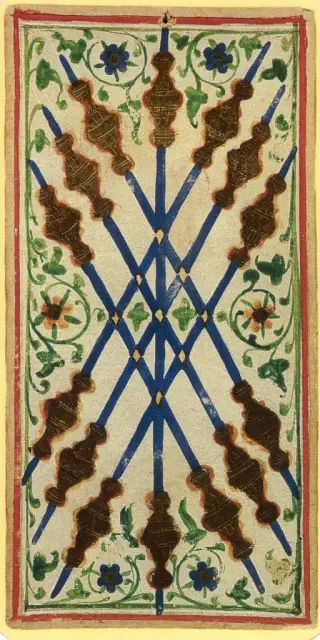 Seven of Batons, The Visconti-Sforza Tarot