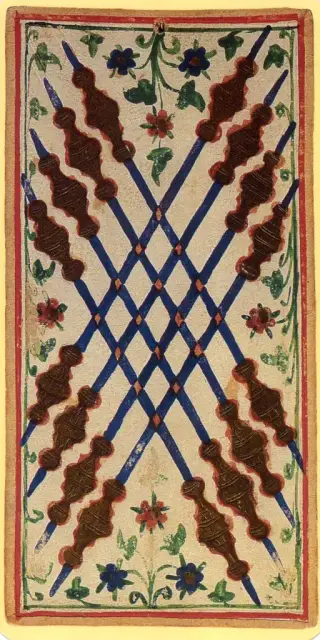 Eight of Batons, The Visconti-Sforza Tarot