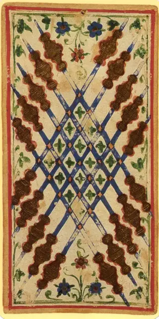 Ten of Batons, The Visconti-Sforza Tarot
