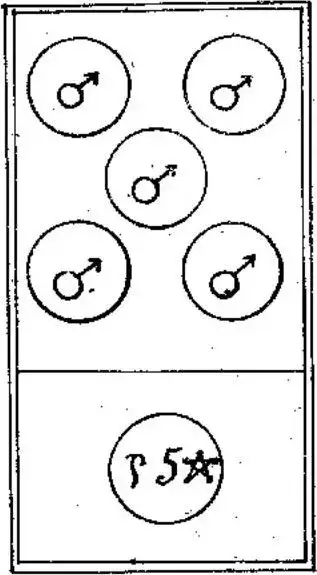 Cinq de Denier, The Tarot of Papus