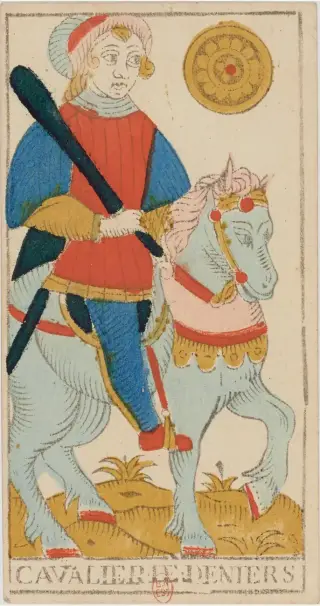 Cavalier de Deniers, The Conver Tarot de Marseille