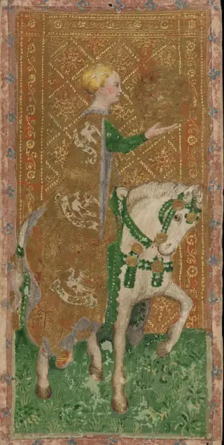 Female Knight of Coins, The Cary-Yale Visconti Tarot
