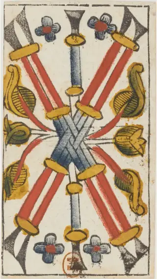 5 de Bâtons, The Jacques Viéville Tarot