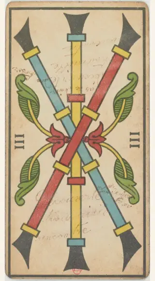 3 de Bâton, The Besançon Tarot