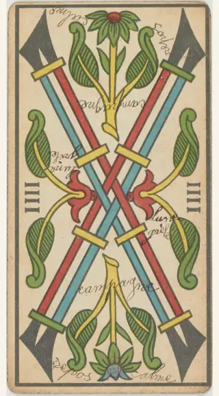 4 de Bâton, The Besançon Tarot