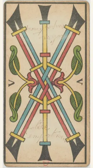 5 de Bâton, The Besançon Tarot