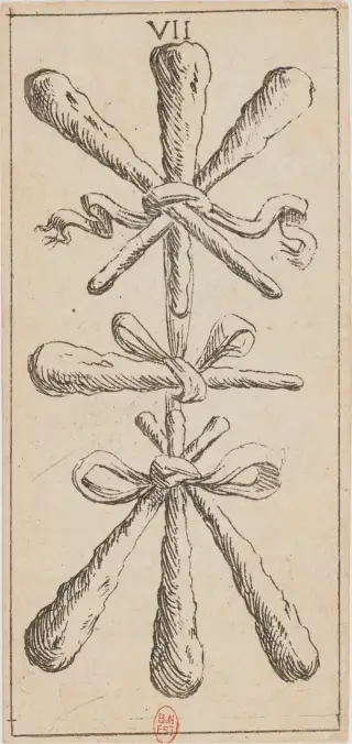 VII di Bastoni, The Mitelli Tarocchino