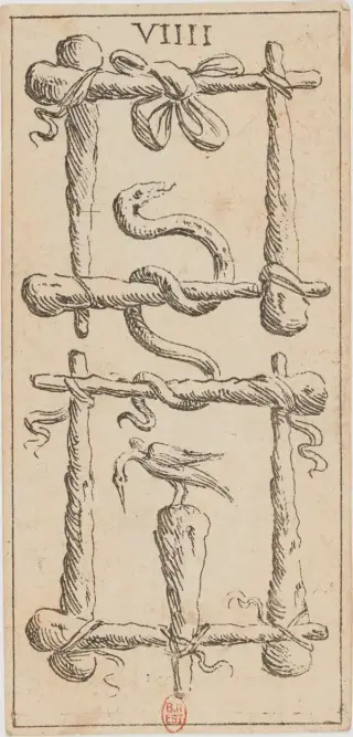VIIII di Bastoni, The Mitelli Tarocchino