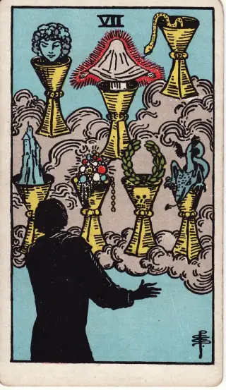 Seven of Cups, The Rider-Waite-Smith Tarot