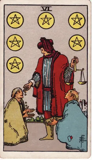 Six of Pentacles, The Rider-Waite-Smith Tarot