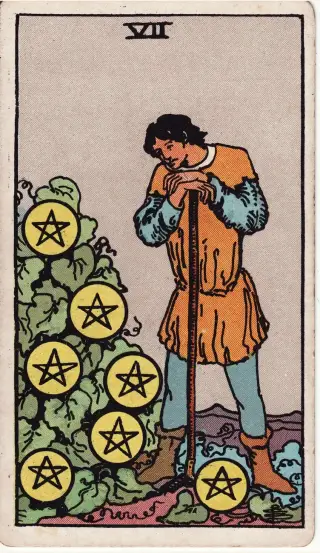 Seven of Pentacles, The Rider-Waite-Smith Tarot