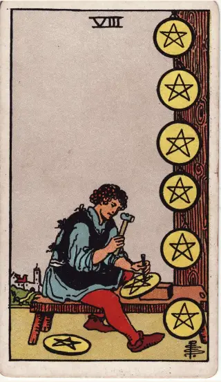Eight of Pentacles, The Rider-Waite-Smith Tarot