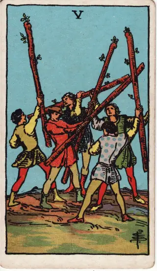 Five of Wands, The Rider-Waite-Smith Tarot