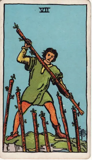Seven of Wands, The Rider-Waite-Smith Tarot