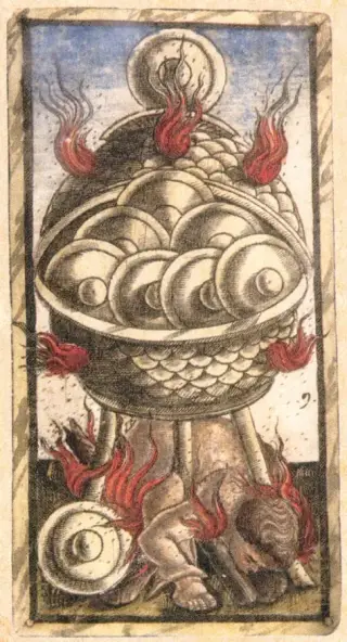 Nine of Coins, The Sola Busca Tarot