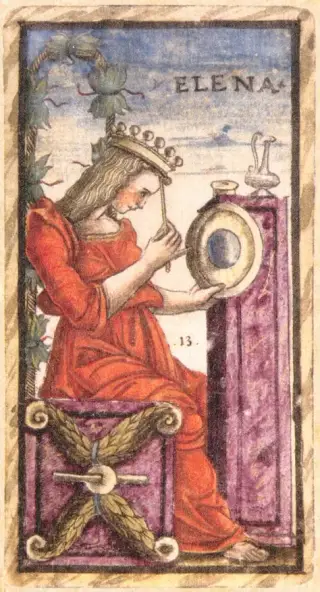 Regina of Coins (Elena), The Sola Busca Tarot