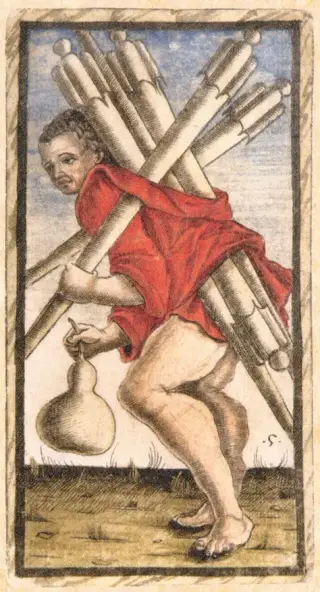 Five of Batons, The Sola Busca Tarot