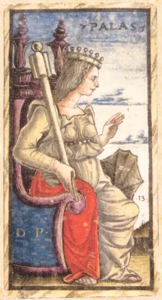 Regina of Batons (Palas), The Sola Busca Tarot